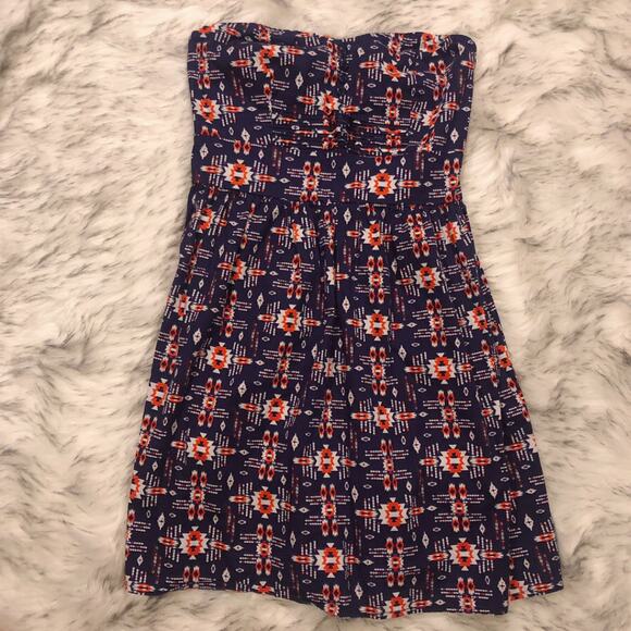 Bebop | dark blue strapless western boho dress - Picture 3 of 9